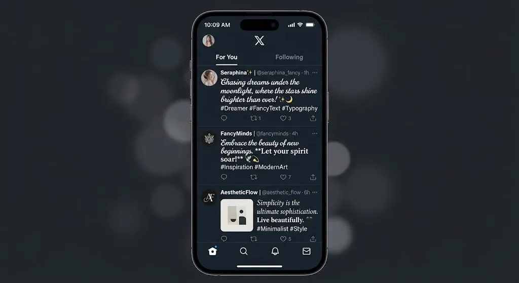 Fancy Textstile für Twitter X Beispiel Tweet