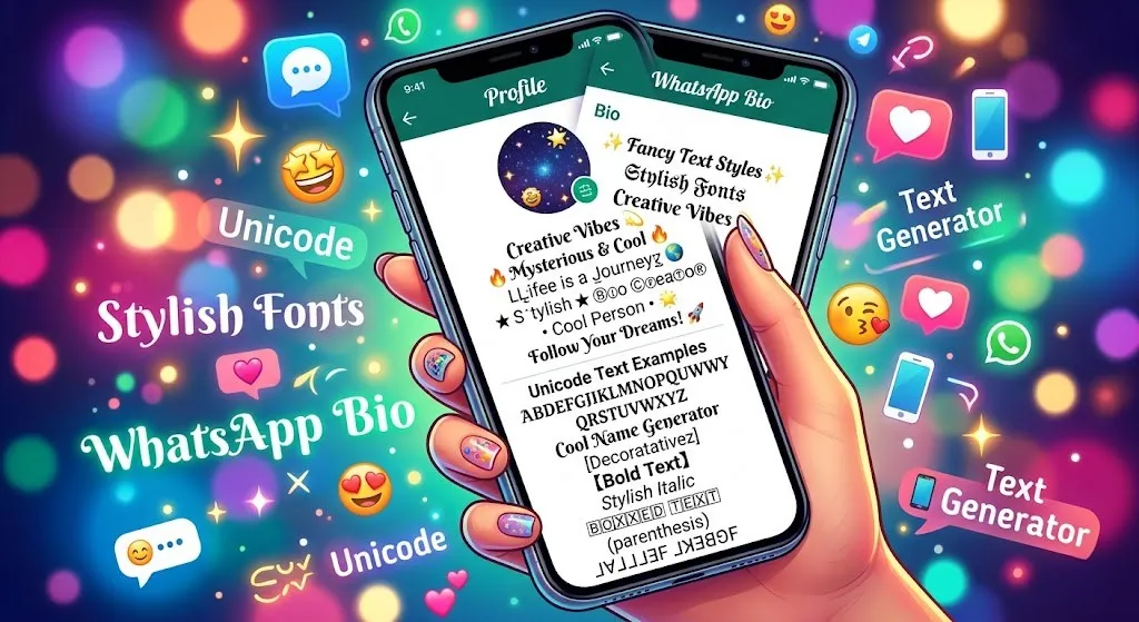 Stylische Schriftarten und Symbole für WhatsApp Bio