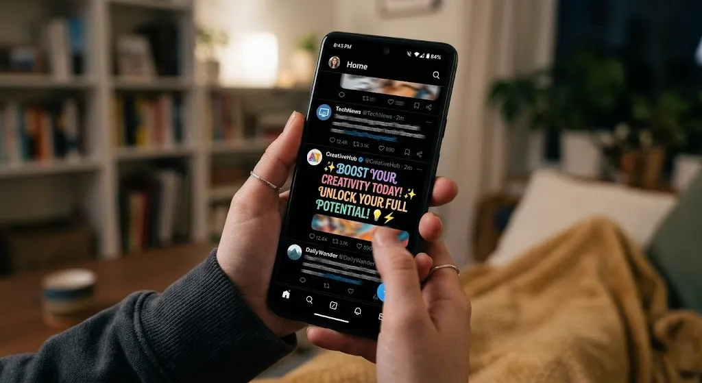 Twitter Feed mit auffälligem Fancy Text Tweet