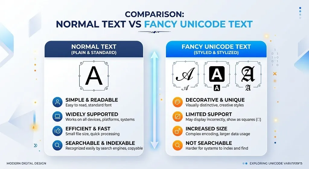Unterschied normale Schrift und Unicode Fancy Text