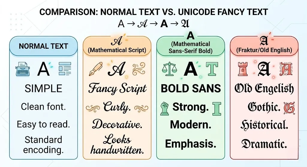 Unterschied normale Schrift und Unicode Schriftarten