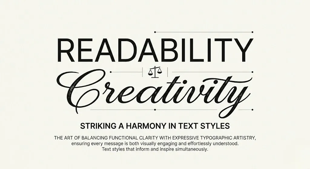 minimal typography design showing balance between readability and creativity in text styles