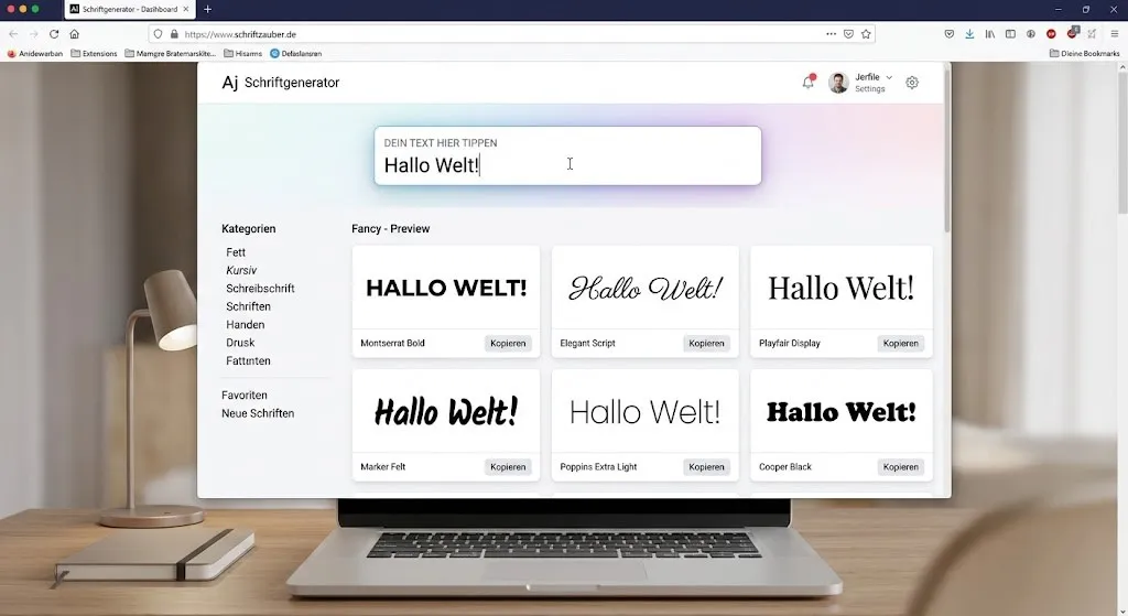 Deinen Text eingeben